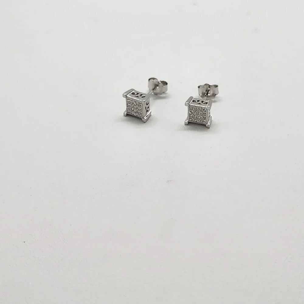 Brand New Sterling Silver 925 Square Cz Earrings
